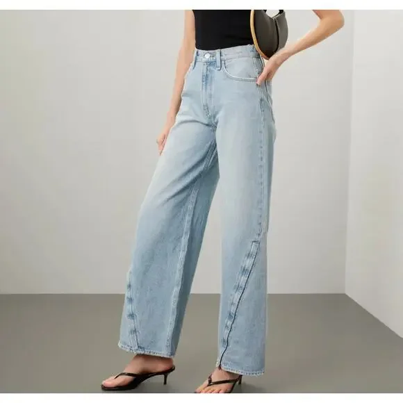 Hudson James MSI Wide Leg Jeans Denim SIZE 27 Light Wash Zipper High Rise $265 - Picture 1 of 12